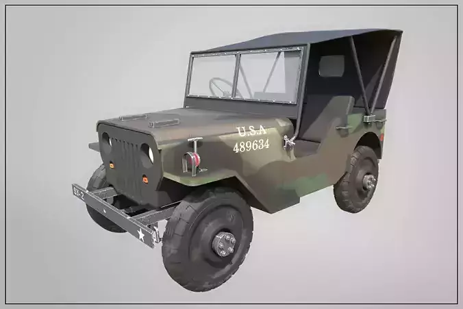 Army Jeep Low-poly 3D model