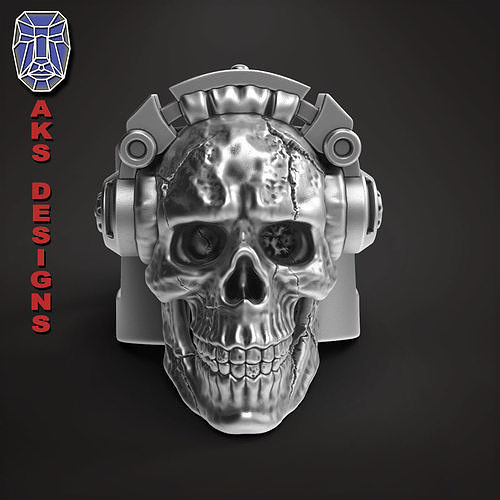  skull Ring jewelry Skull with headphone 1 3D print model