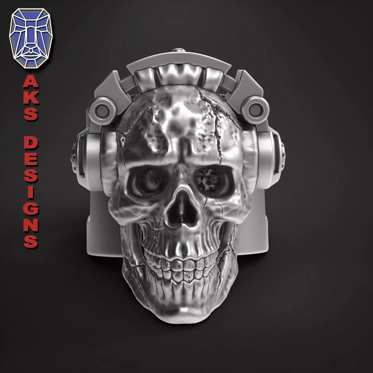 skull Ring jewelry Skull with headphone 1 3D print model