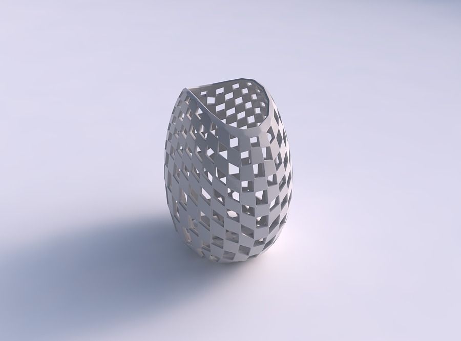 Bowl compressed with checker grid lattice 3D print model_0