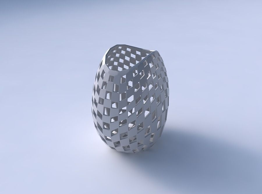 Bowl compressed with checker grid lattice 3D print model_3