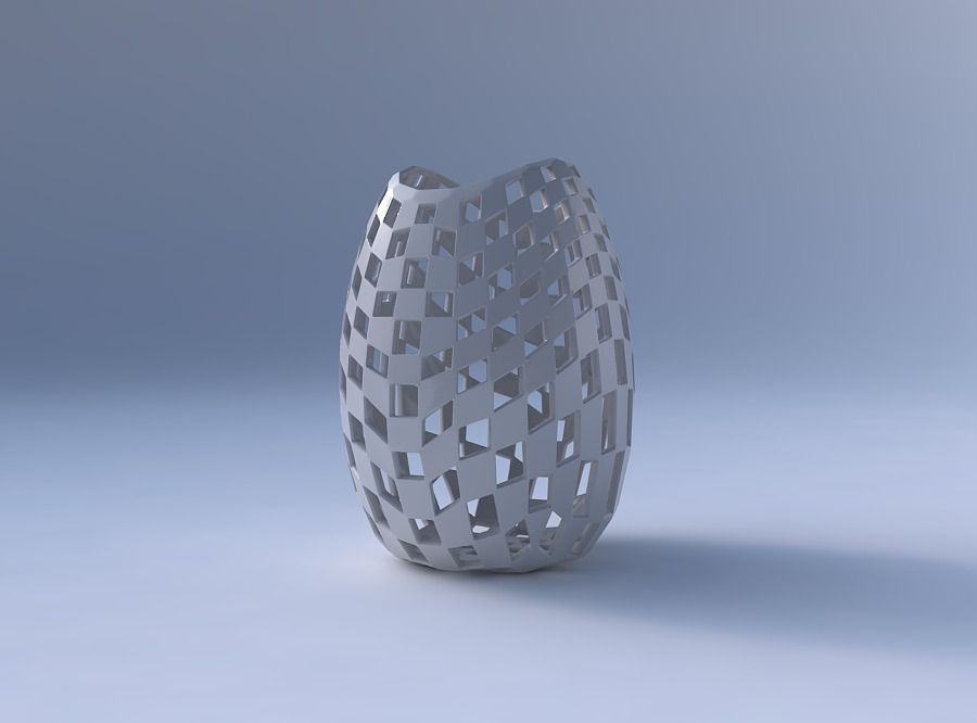 Bowl compressed with checker grid lattice 3D print model_4