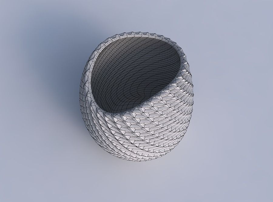 Bowl compressed and twistedwith bent extruded pattern 3D print model_6
