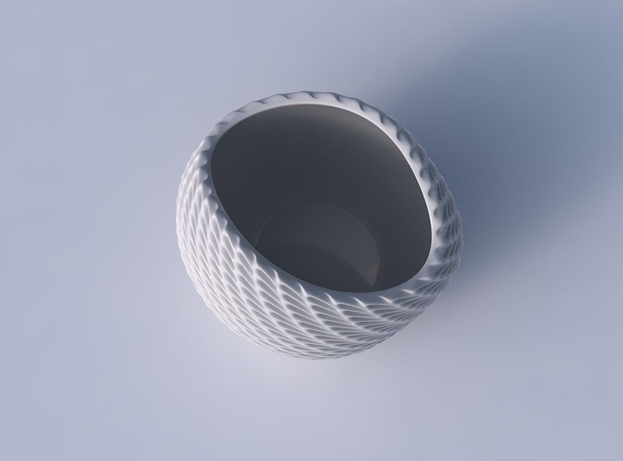 Bowl compressed and twistedwith bent extruded pattern 3D print model_2