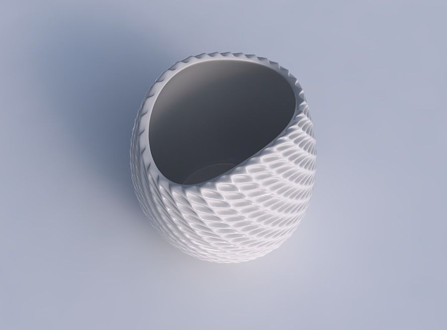 Bowl compressed and twistedwith bent extruded pattern 3D print model_1