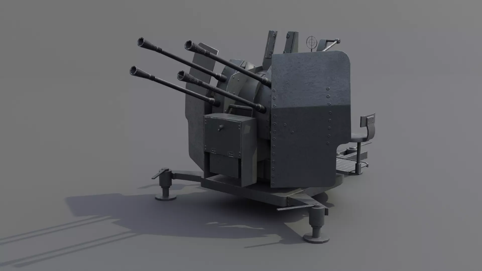 2cm Flak38 Flakvierling Antiairgun Low-poly 3D model_0