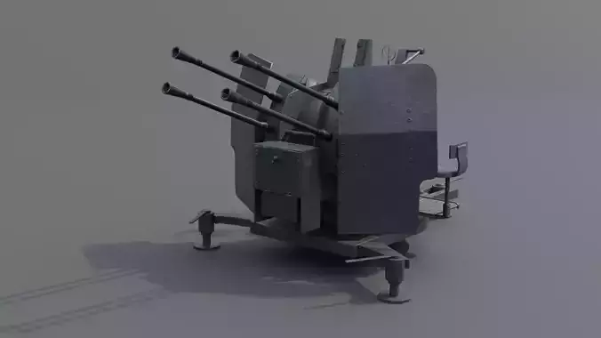 2cm Flak38 Flakvierling Antiairgun Low-poly 3D model