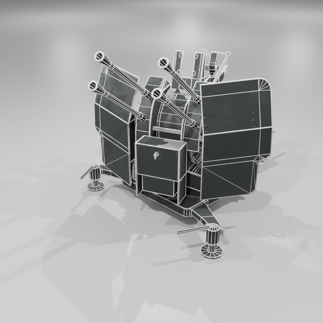 2cm Flak38 Flakvierling Antiairgun Low-poly 3D model_10