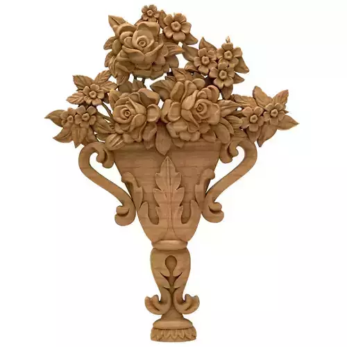 3D Model STL Decoration carved wooden vase with roses