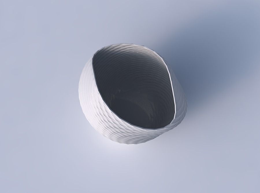 Bowl compressed and twisted with twisted diagonal grid pattern 3D print model_2