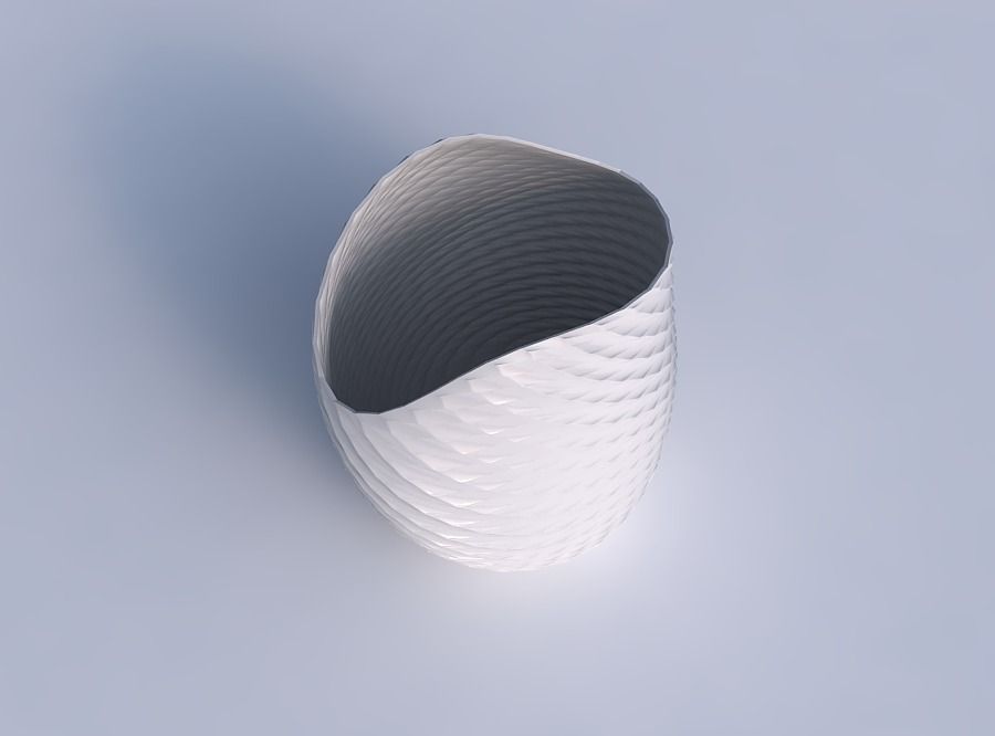 Bowl compressed and twisted with twisted diagonal grid pattern 3D print model_1