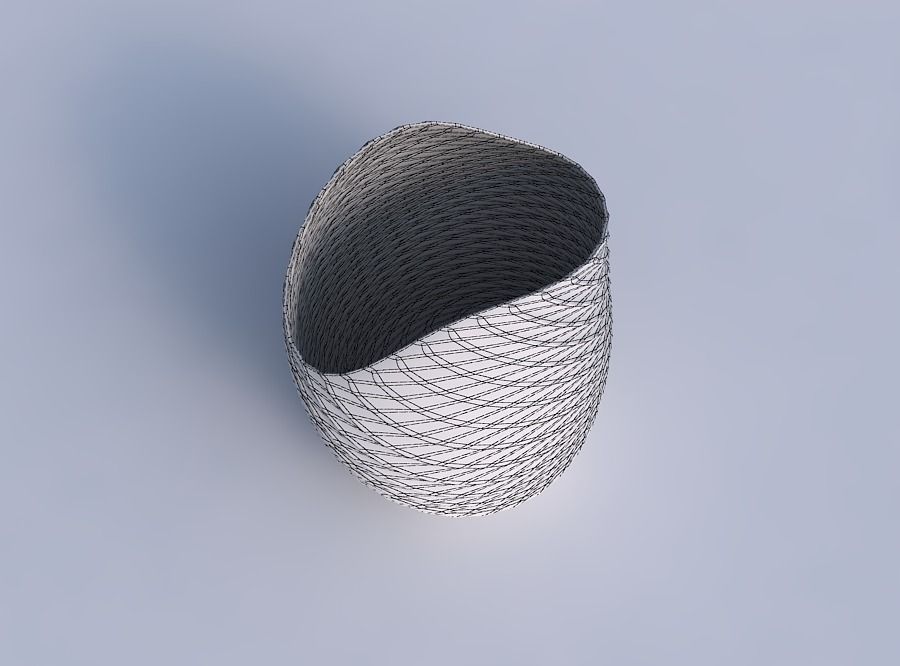 Bowl compressed and twisted with twisted diagonal grid pattern 3D print model_6
