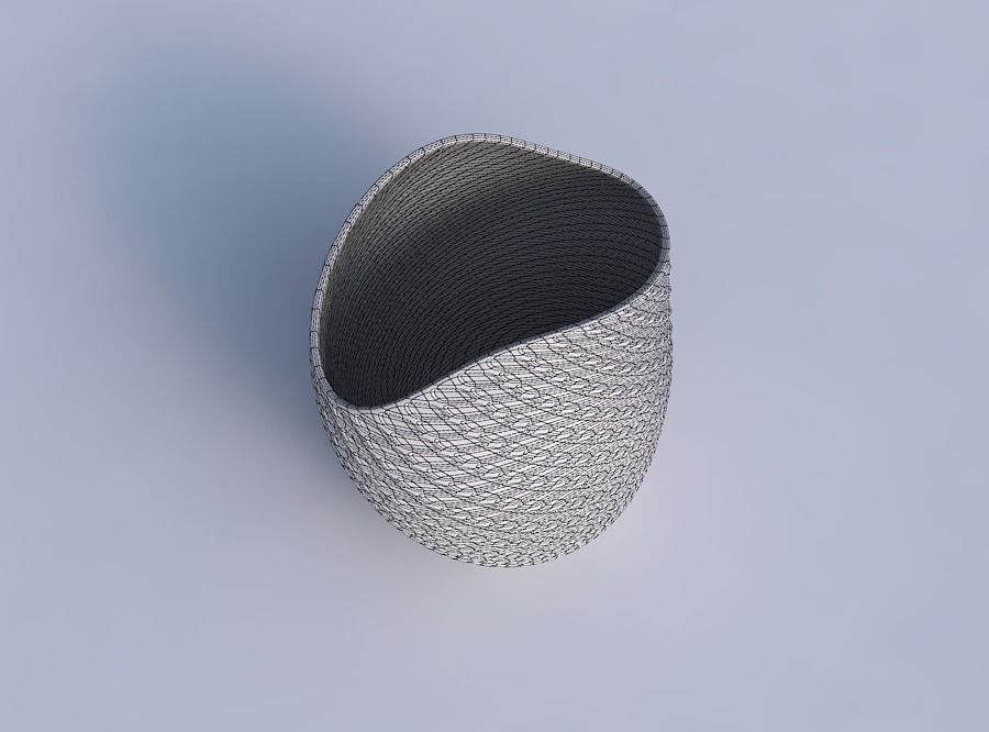 Bowl compressed and twisted with twisted diagonal grid dents 3D print model_6