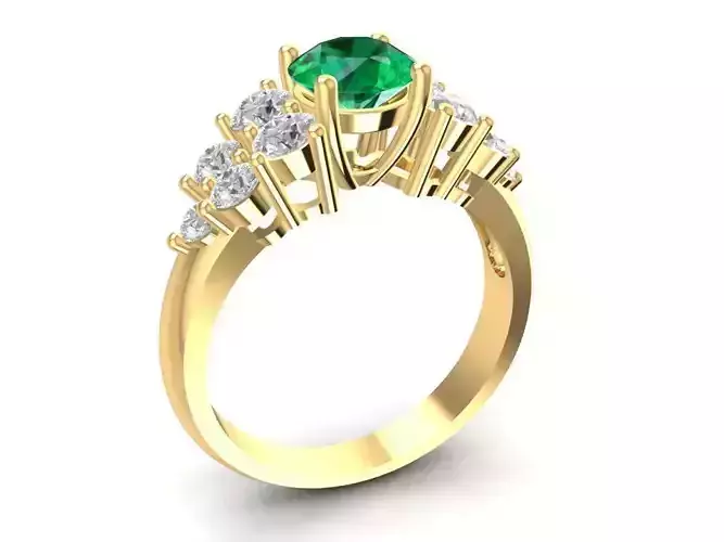 Elegant Emerald Diamond Engagement Ring for Women 1088
