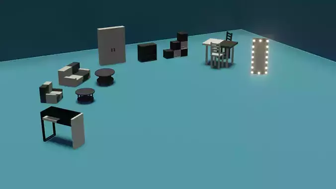 Furniture Set Low Poly Asset Pack 3D model