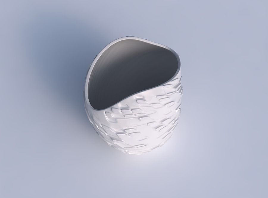 Bowl compressed and twisted with twisted diagonal dents and b... 3D print model_1