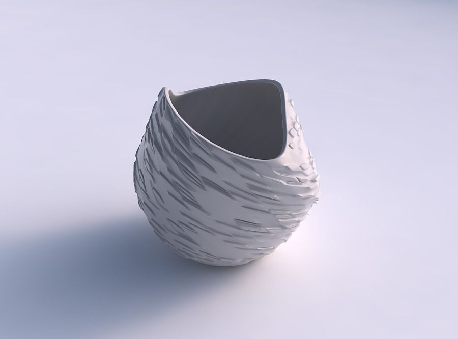 Bowl compressed and twisted with twisted diagonal dents and b... 3D print model_0
