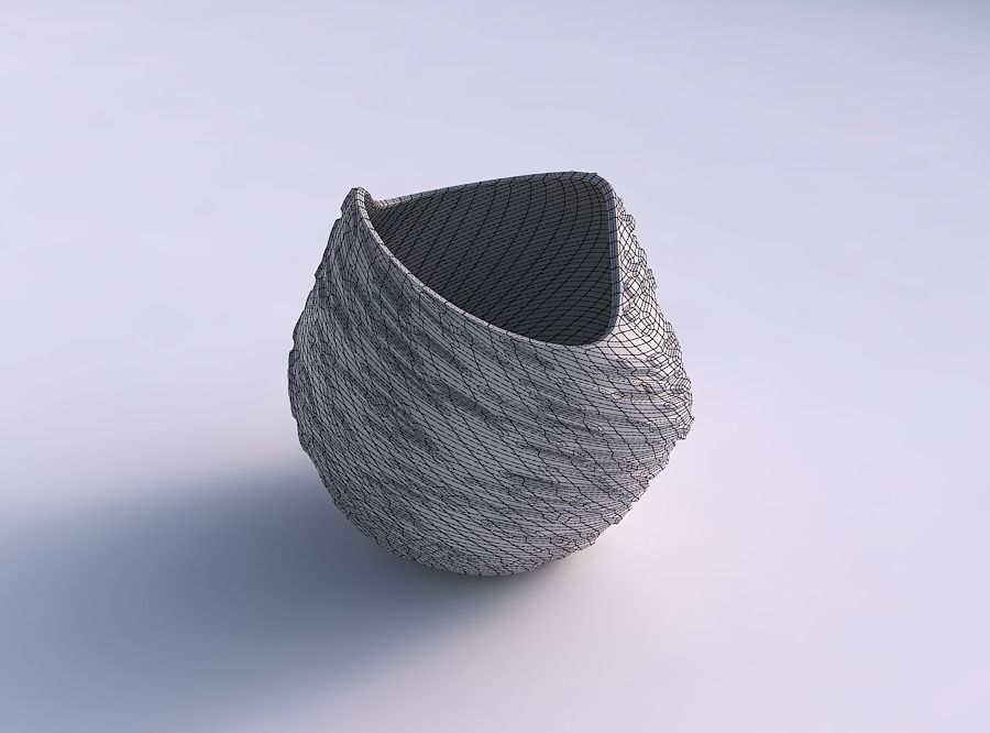 Bowl compressed and twisted with twisted diagonal dents and b... 3D print model_5