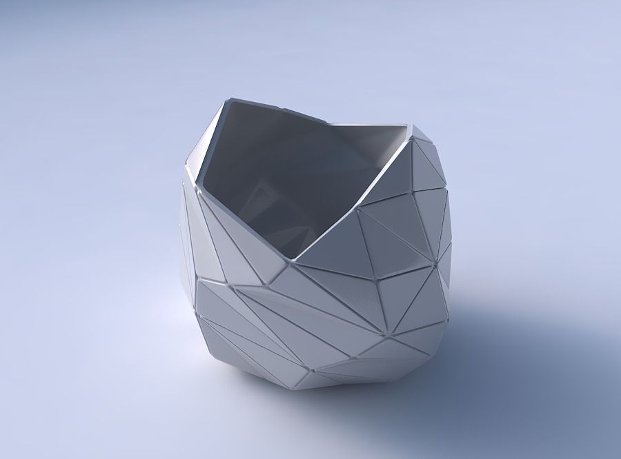 Bowl compressed and twisted with triangle plates 3D print model_3