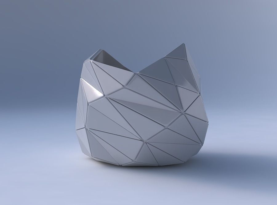 Bowl compressed and twisted with triangle plates 3D print model_4