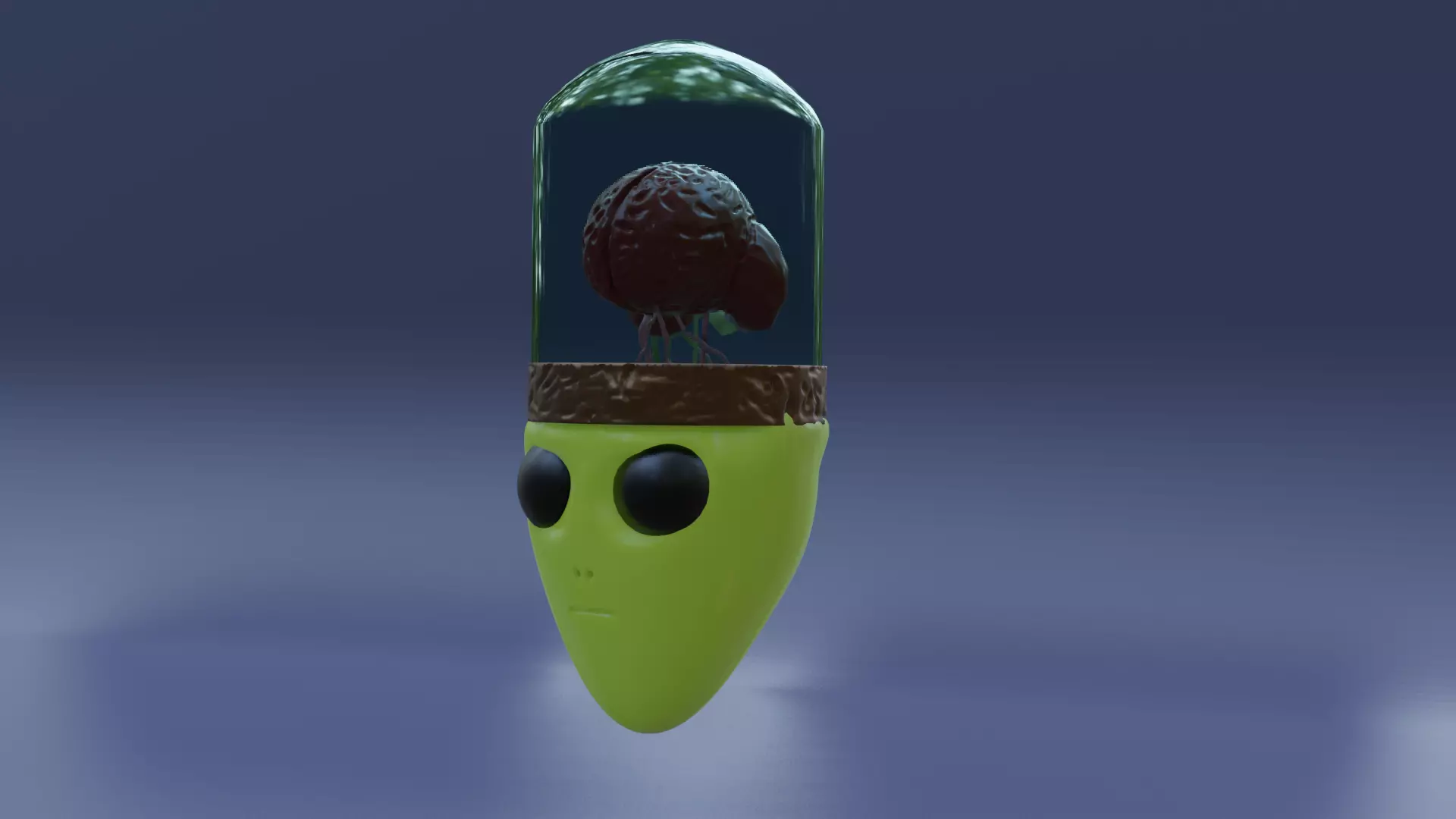 alien with human brain Low-poly 3D model_0