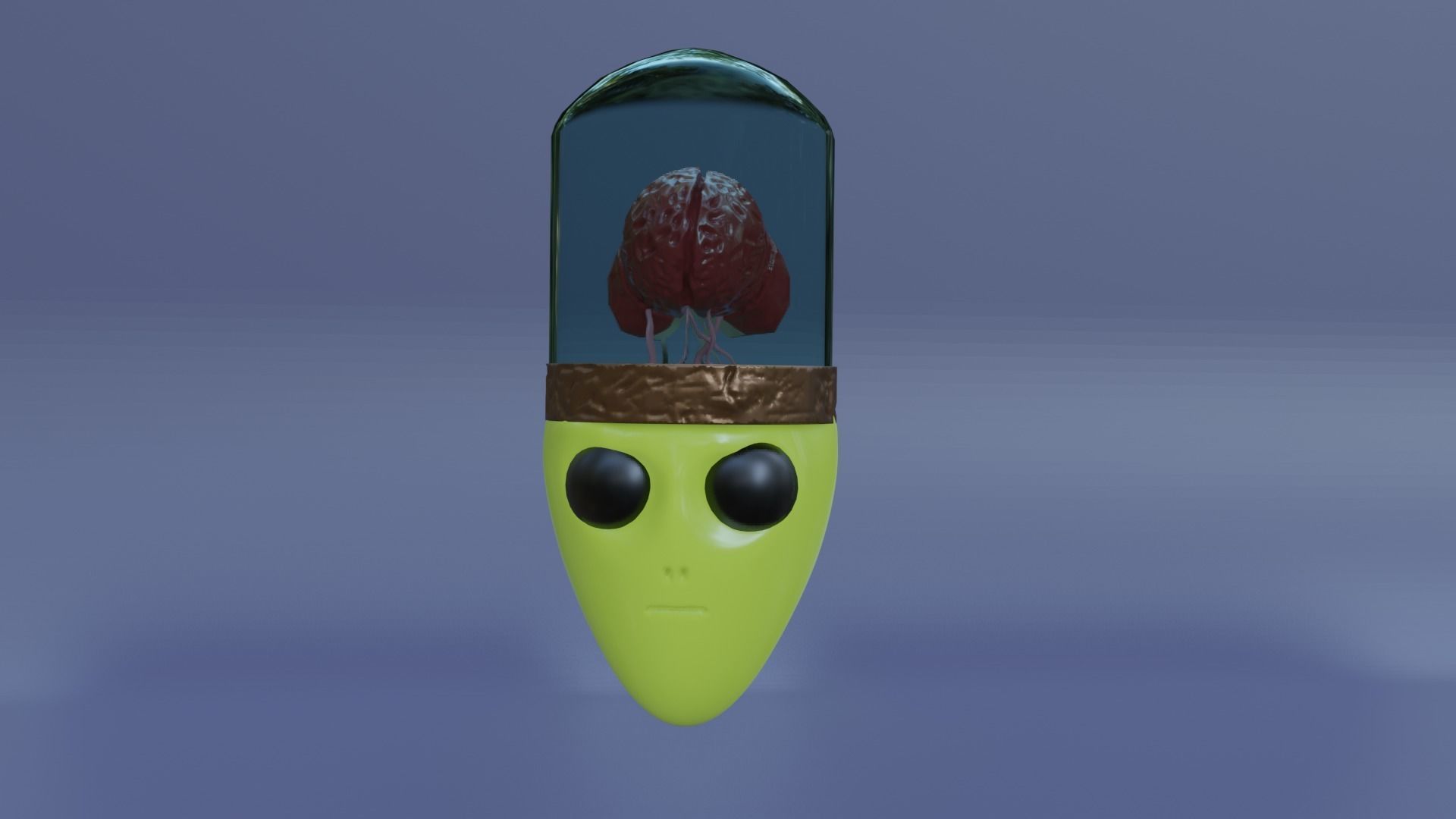 alien with human brain Low-poly 3D model_1