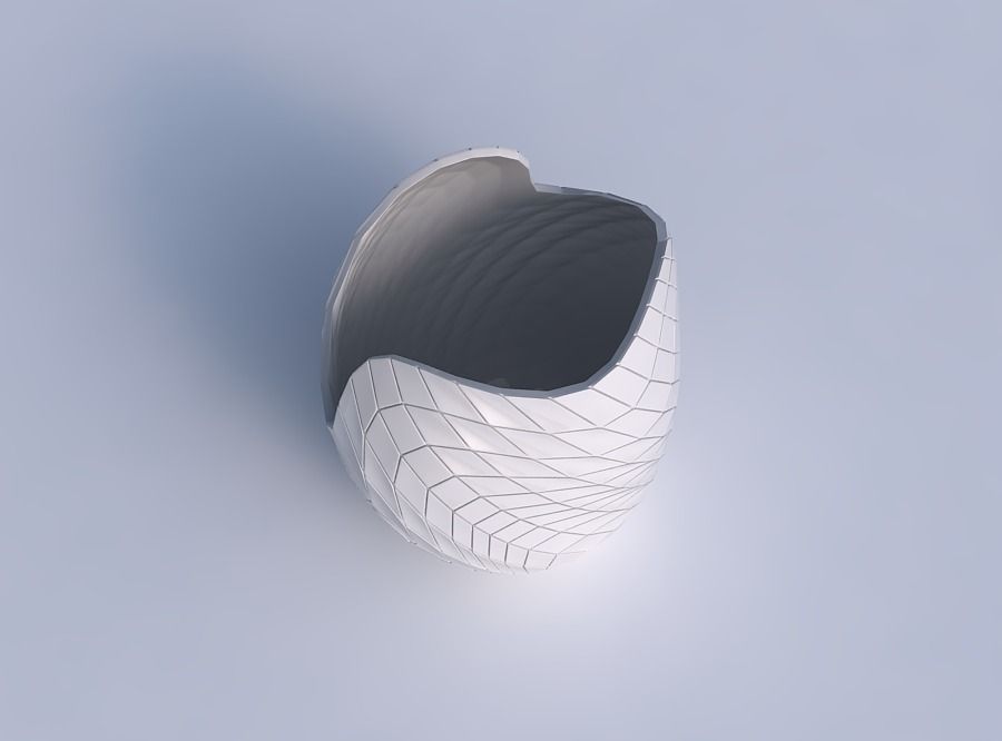 Bowl compressed and twisted with wavy grid plates 3D print model_1