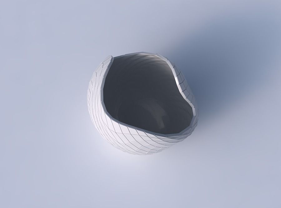 Bowl compressed and twisted with wavy grid plates 3D print model_2