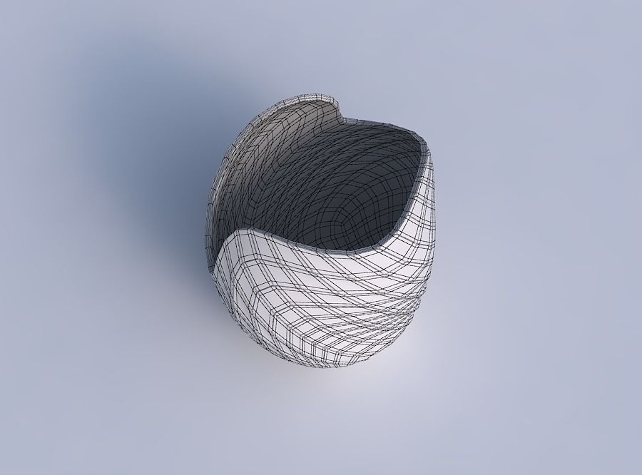 Bowl compressed and twisted with wavy grid plates 3D print model_6