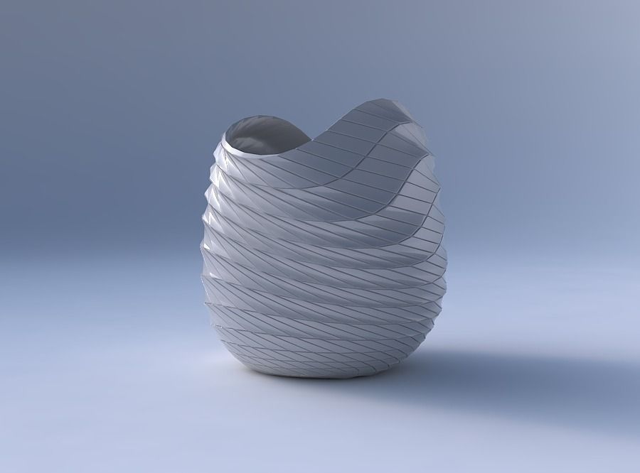 Bowl compressed and twisted with twisted grid plates 3D print model_4