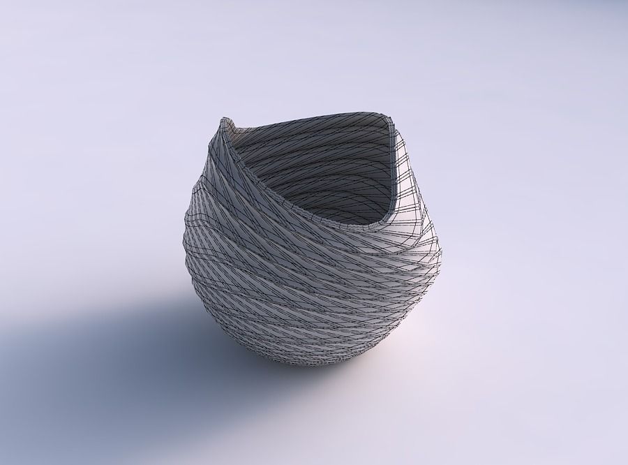 Bowl compressed and twisted with twisted grid plates 3D print model_5