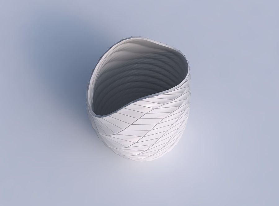 Bowl compressed and twisted with twisted grid plates 3D print model_1