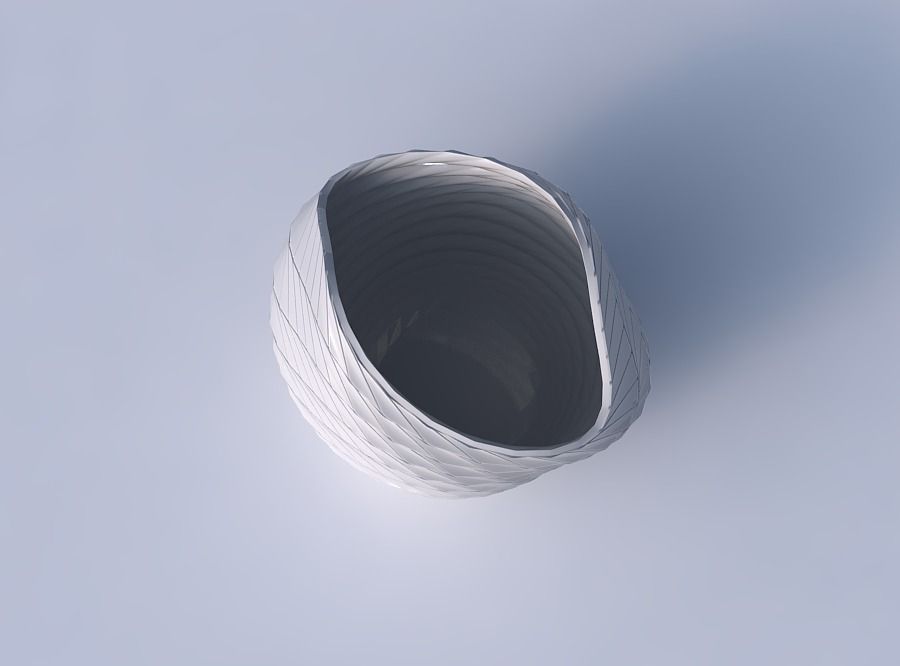 Bowl compressed and twisted with twisted grid plates 3D print model_2