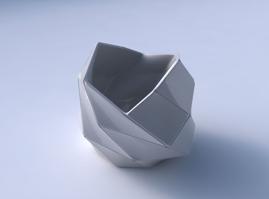 Bowl compressed and twisted with huge plates 3D print model_3