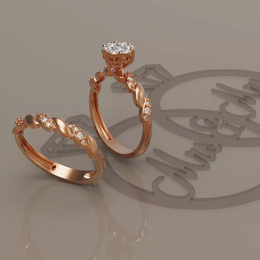 wedding rings 3D print model_0