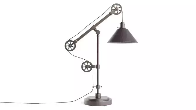 Industrial Pulley Table Lamp 3D Model 3D model
