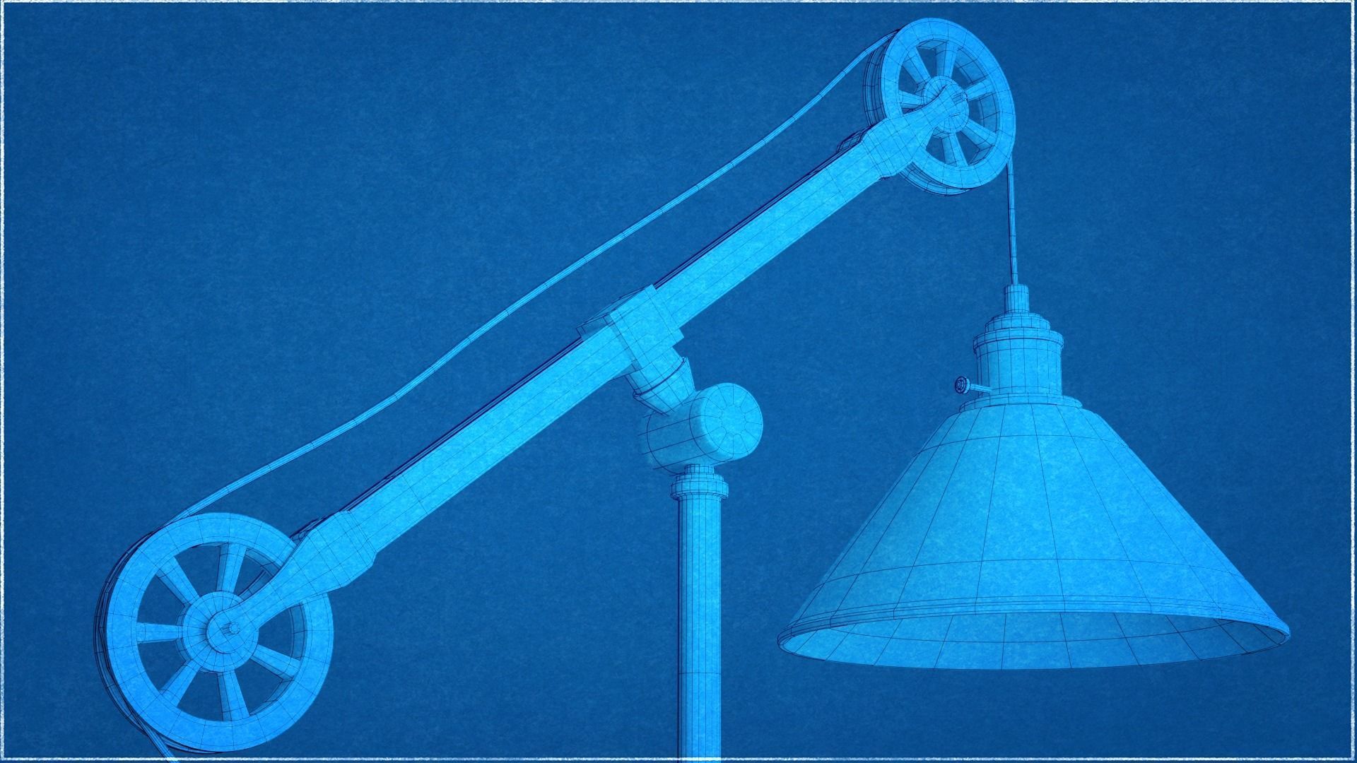 Industrial Pulley Table Lamp 3D Model 3D model_9