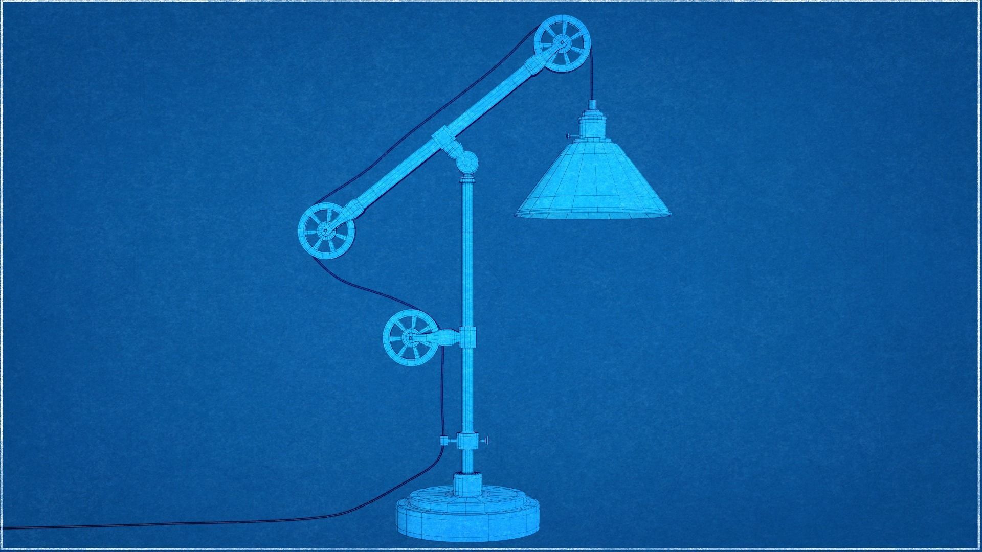 Industrial Pulley Table Lamp 3D Model 3D model_7