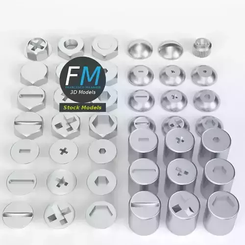 Screw heads collection 3D model