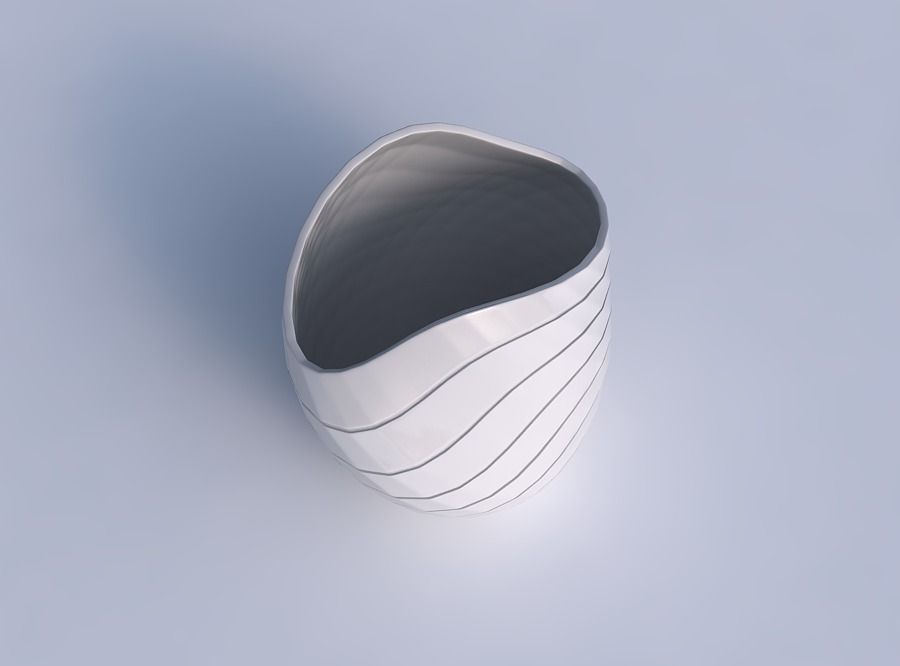Bowl compressed and twisted with hard horizontal dents 3D print model_1
