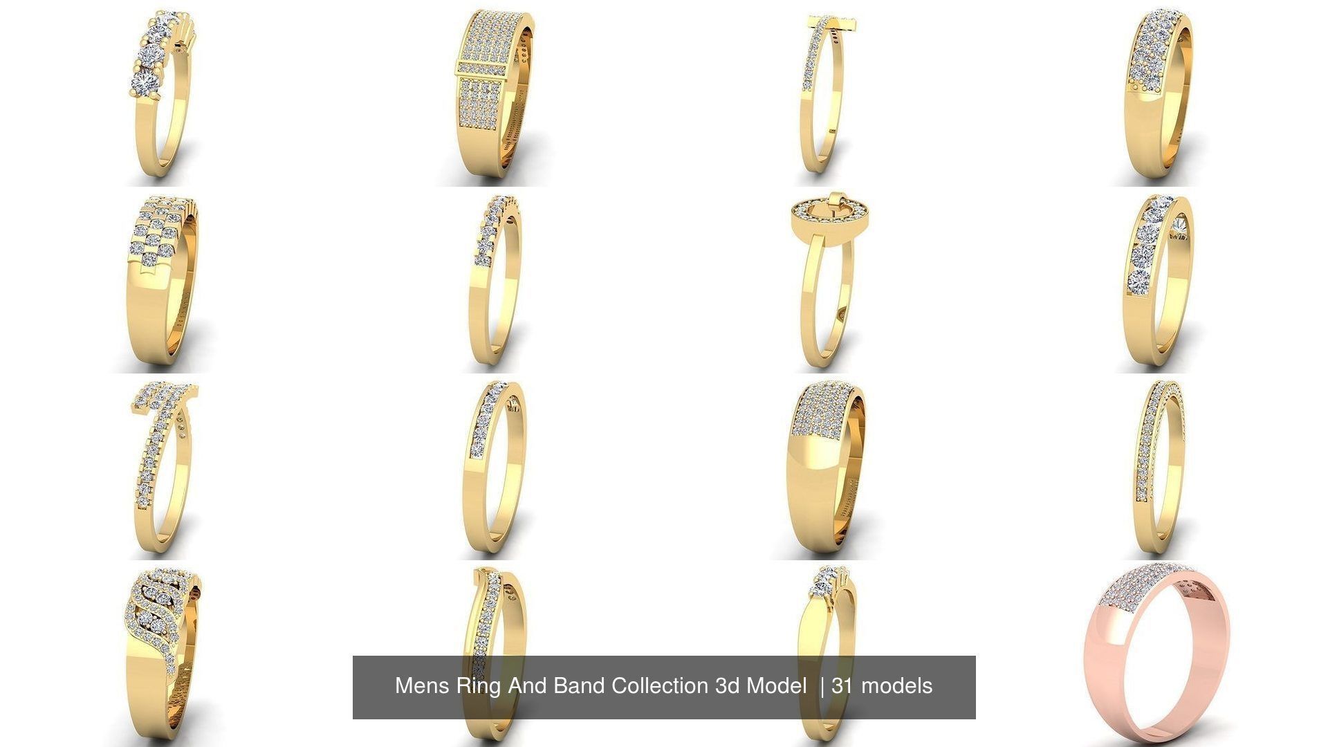 Mens Ring And Band Collection 3d Model  _7