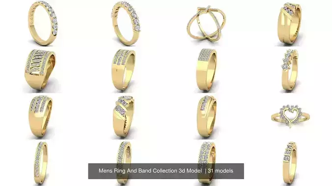 Mens Ring And Band Collection 3d Model  