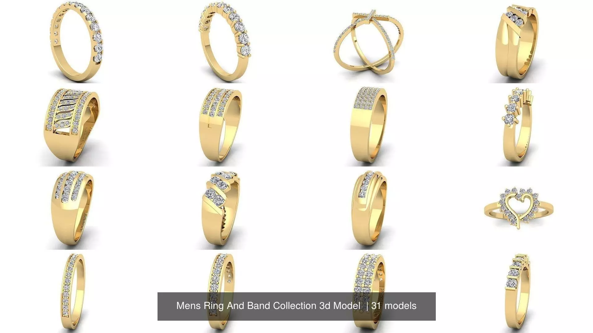 Mens Ring And Band Collection 3d Model  _0