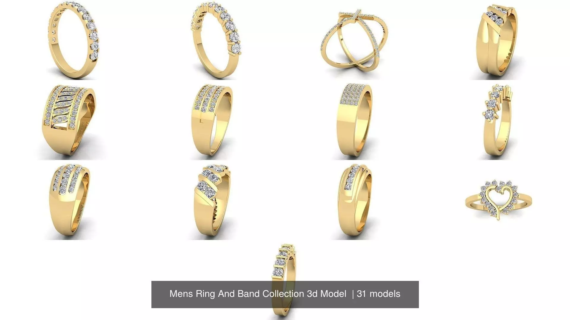 Mens Ring And Band Collection 3d Model  _3