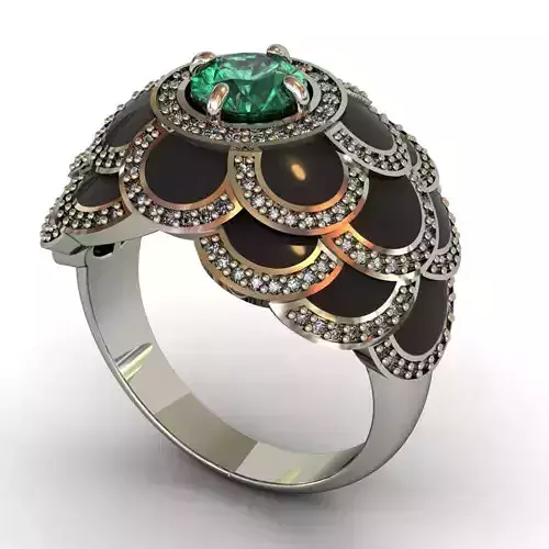 Diamond and emerald ring 3D print model