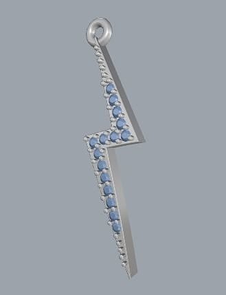 925 Sterling Silver Diamond Thunder Pendant 3D print model