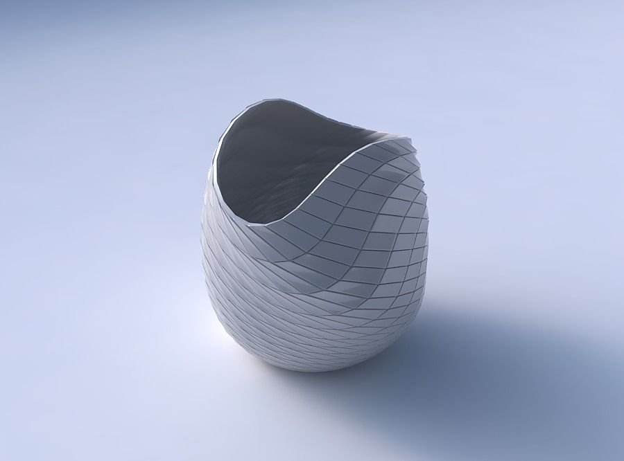 Bowl compressed and twisted with distorted and twisted grid p... 3D print model_3