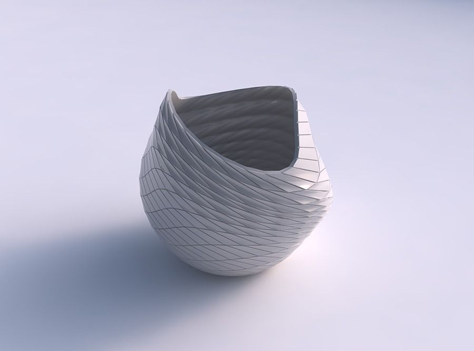 Bowl compressed and twisted with distorted and twisted grid plates