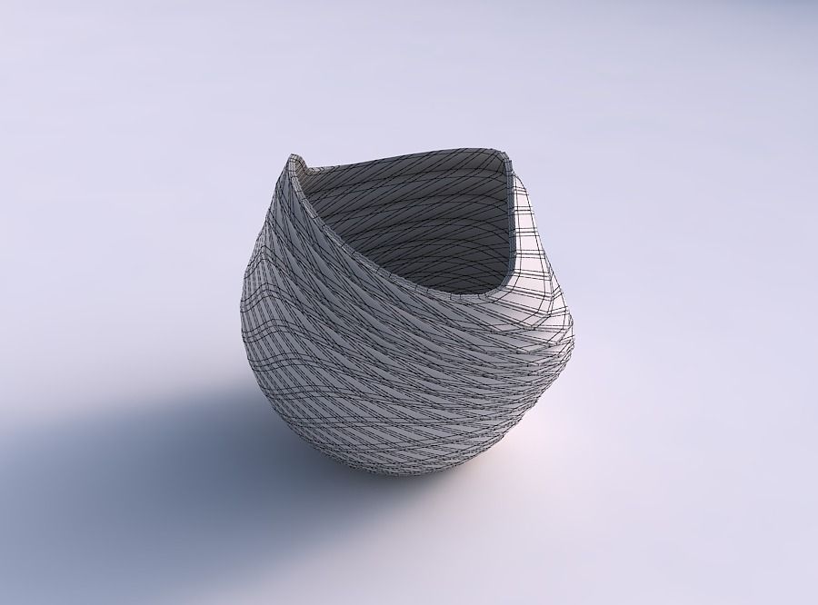Bowl compressed and twisted with distorted and twisted grid p... 3D print model_5
