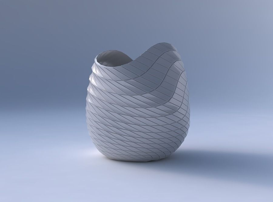 Bowl compressed and twisted with distorted and twisted grid p... 3D print model_4
